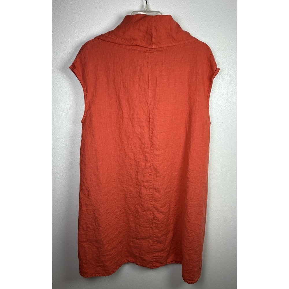 Bryn Walker 100% Linen Dress Small Orange Cowl Neck Lagenlook Oversized - Picture 2 of 5